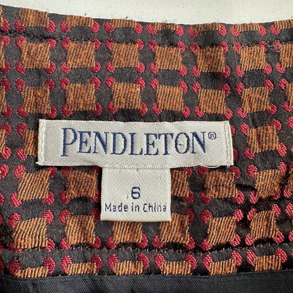 Pendleton Jacquard Patch Pocket Kick Pleat Knee Length Bronze Career Skirt 6 - Picture 8 of 9